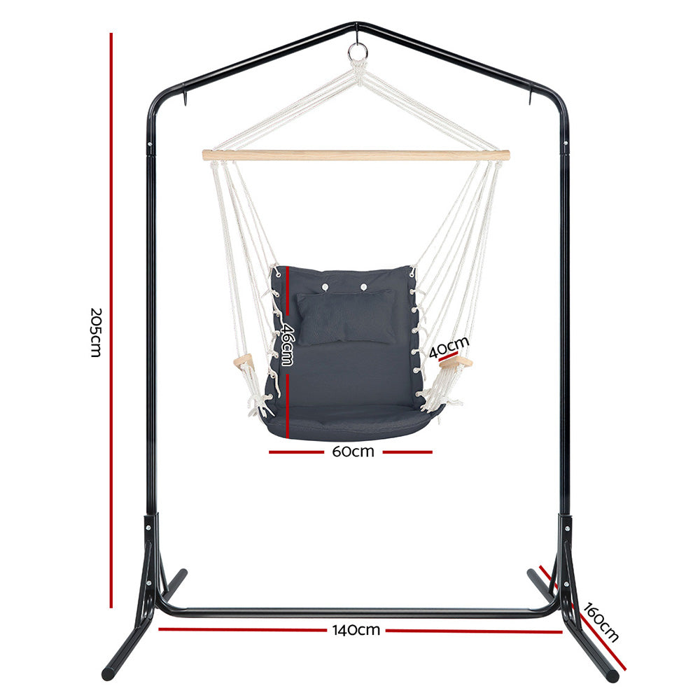 Outdoor Hammock Chair with Stand Swing Hanging Hammock Garden Grey