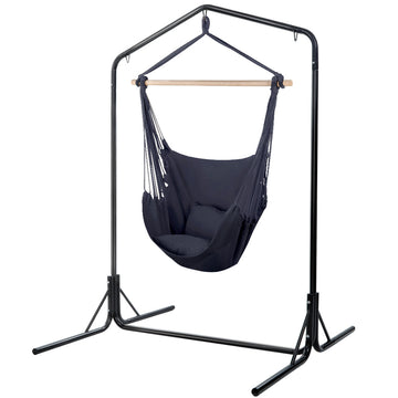 Outdoor Hammock Chair with Stand Swing Hanging Hammock with Pillow Grey