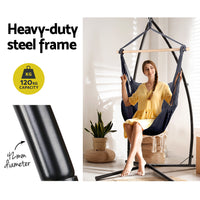 Outdoor Hammock Chair with Steel Stand Hanging Hammock with Pillow Grey