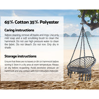 Outdoor Hammock Chair with Stand Cotton Swing Relax Hanging 124CM Grey