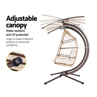 Outdoor Furniture Lounge Hanging Swing Chair Egg Hammock Stand Rattan Wicker Latte