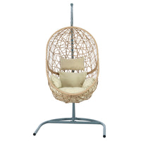 Swing Chair Egg Hammock With Stand Outdoor Furniture Wicker Seat Yellow