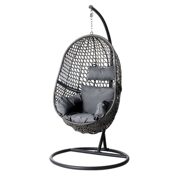 Swing Chair Egg Hammock With Stand Outdoor Furniture Wicker Seat Black