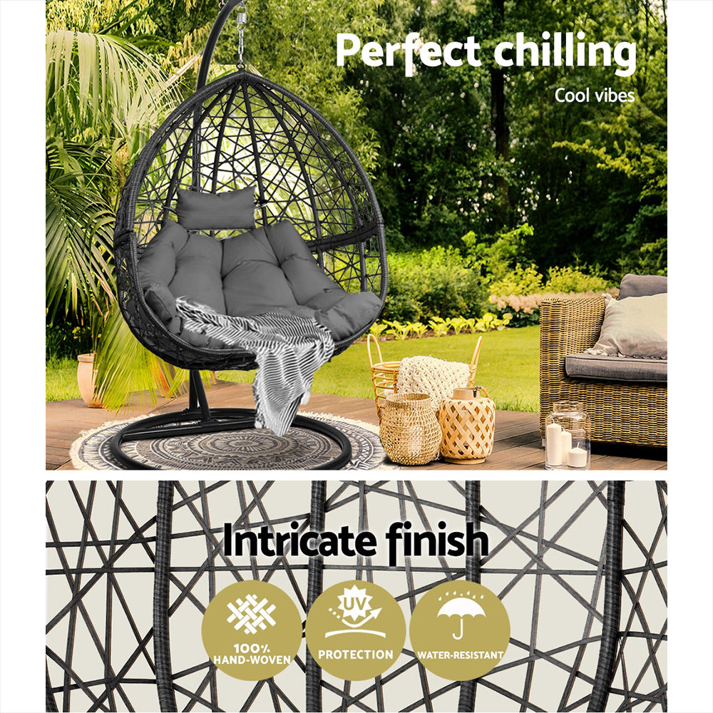 Outdoor Hanging Swing Chair - Black