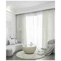 Nordic Woven Draped Curtains - Cream White