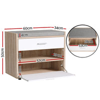 Shoe Cabinet Bench Shoes Storage Organiser Rack Fabric Seat Wooden Cupboard Up to 8 pairs