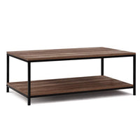 Coffee Table Wooden Rustic - Metal Frame Black