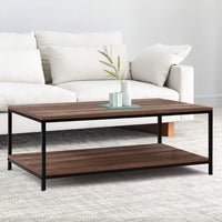 Coffee Table Wooden Rustic - Metal Frame Black