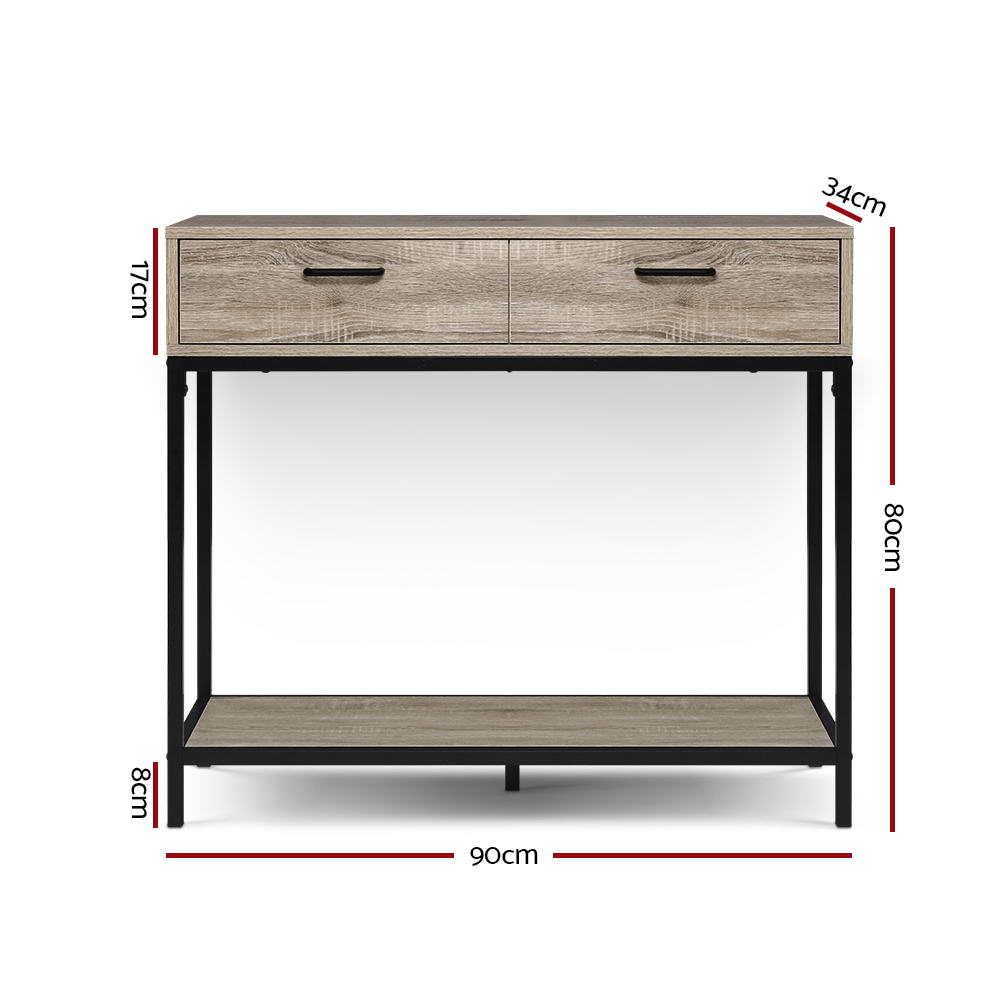 Oak Sidetable 2 Drawers