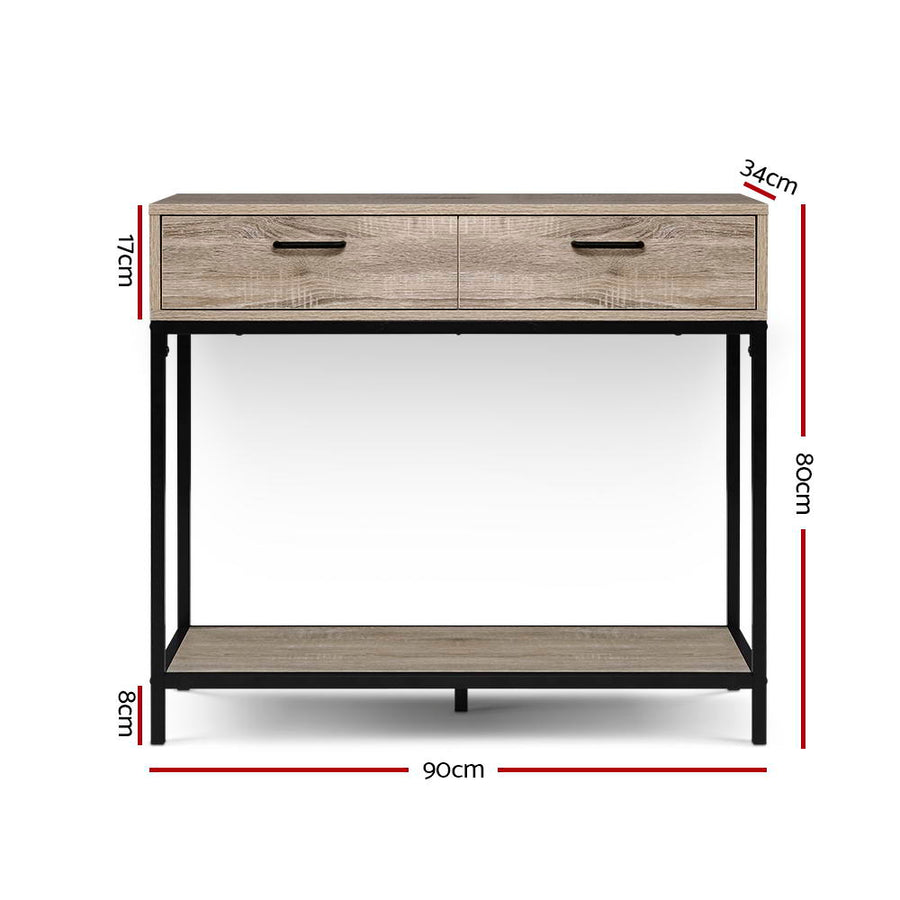 Oak Sidetable 2 Drawers