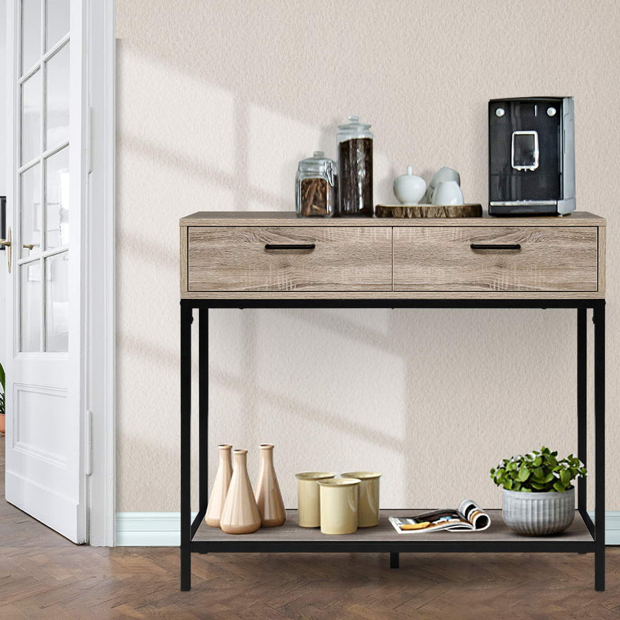 Oak Sidetable 2 Drawers