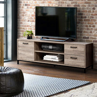 Entertainment Unit Industrial Wooden Metal Frame - 132cm Oak