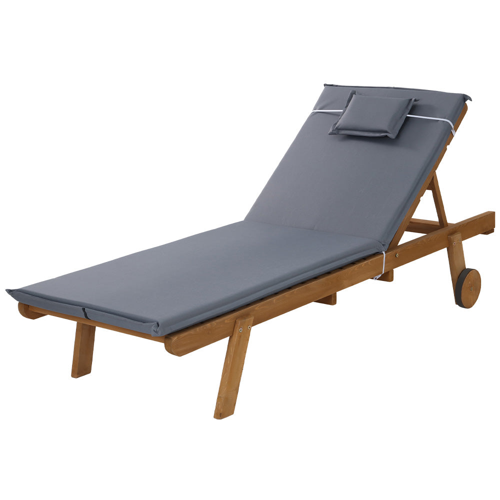 Sun Lounge Wooden Lounger Day Bed - Grey