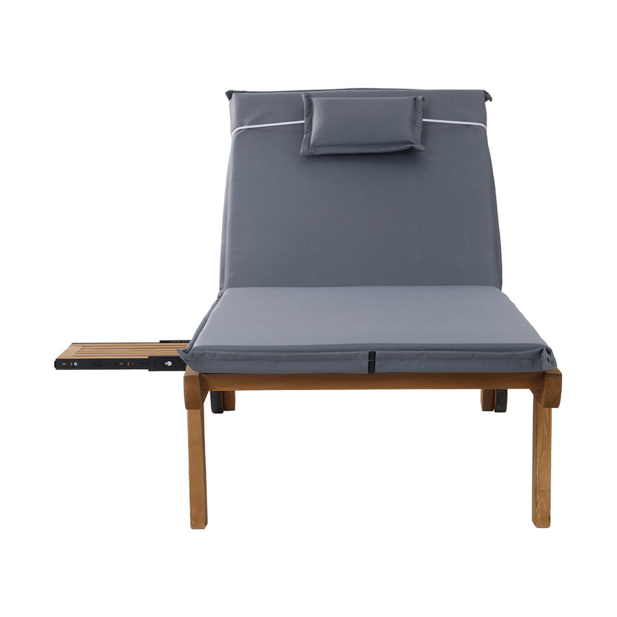 Sun Lounge Wooden Lounger Day Bed - Grey