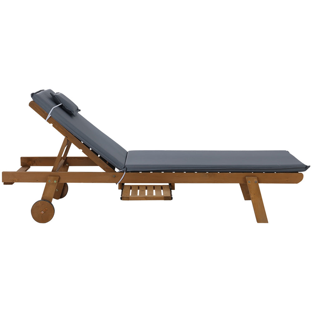 Sun Lounge Wooden Lounger Day Bed - Grey