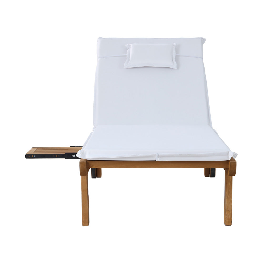 Sun Lounge Wooden Lounger Day Bed - White