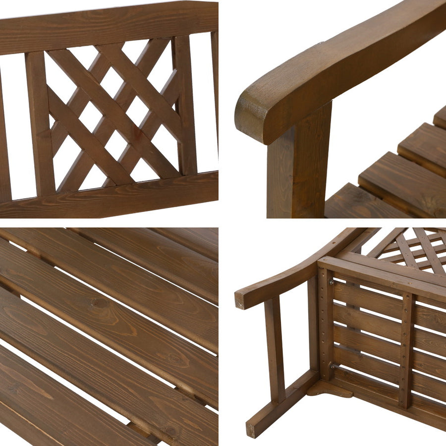 Wooden Garden Bench 2 Seat Patio Furniture Timber Outdoor Lounge Chair Natural