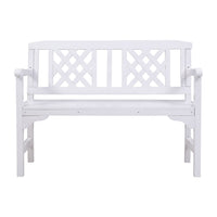 Wooden Garden Bench 2 Seat Patio Furniture Timber Outdoor Lounge Chair White