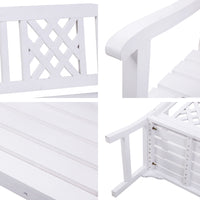 Wooden Garden Bench 2 Seat Patio Furniture Timber Outdoor Lounge Chair White