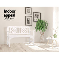 Wooden Garden Bench 2 Seat Patio Furniture Timber Outdoor Lounge Chair White