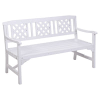 Wooden Garden Bench 3 Seat Patio Furniture Timber Outdoor Lounge Chair White