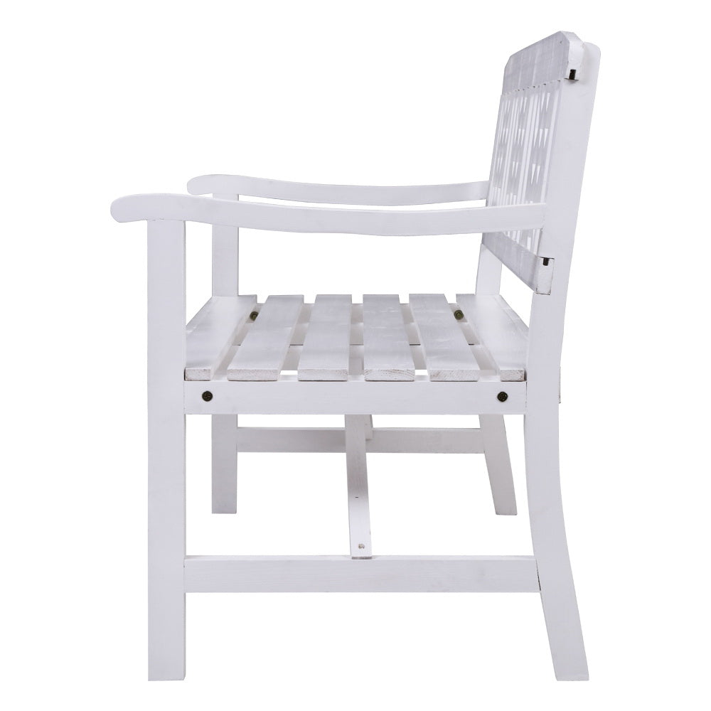 Wooden Garden Bench 3 Seat Patio Furniture Timber Outdoor Lounge Chair White