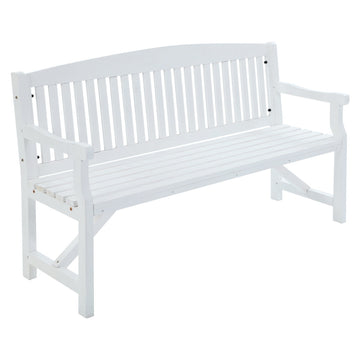 Wooden Garden Bench Chair Outdoor Furniture Patio Deck 3 Seater White