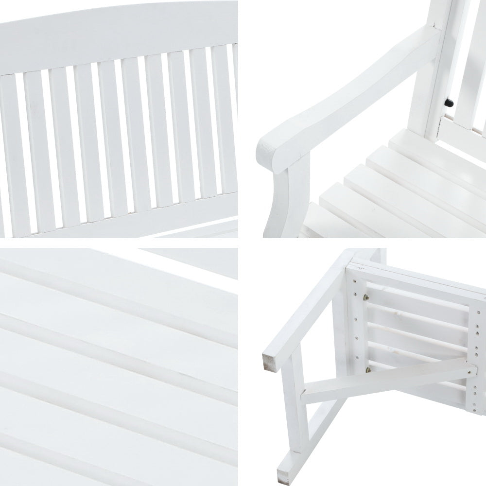 Wooden Garden Bench Chair Outdoor Furniture Patio Deck 3 Seater White