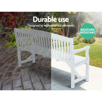 Wooden Garden Bench Chair Outdoor Furniture Patio Deck 3 Seater White