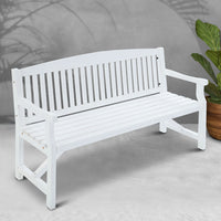 Wooden Garden Bench Chair Outdoor Furniture Patio Deck 3 Seater White