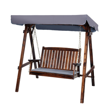 Swing Chair Wooden Garden Bench Canopy 2 Seater Outdoor Furniture