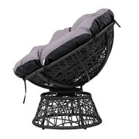 Outdoor Lounge Setting Papasan Chairs Table Patio Furniture Wicker Black