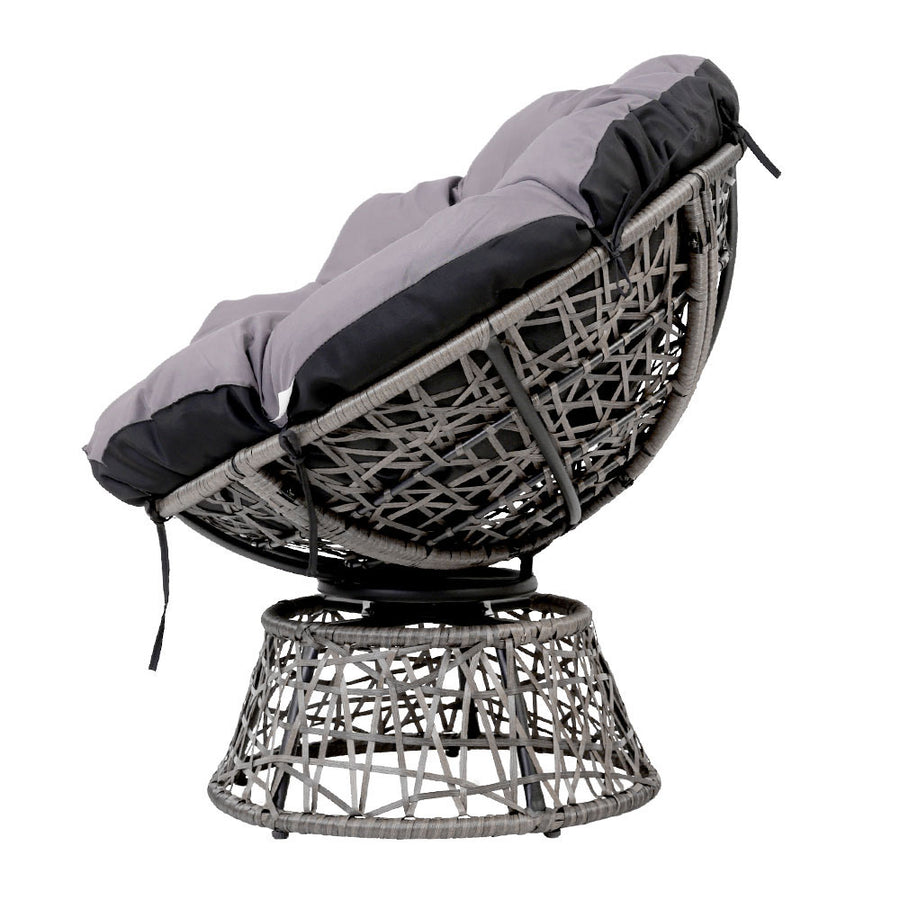 Outdoor Lounge Setting Papasan Chairs Table Patio Furniture Wicker Grey