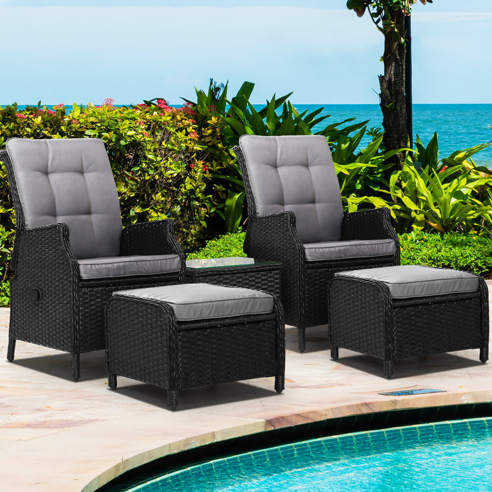 Recliner Chairs Sun lounge Setting Outdoor Furniture Patio Garden Wicker