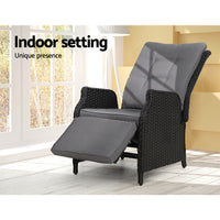 Recliner Chair Sun lounge Setting Outdoor Furniture Patio Wicker Sofa