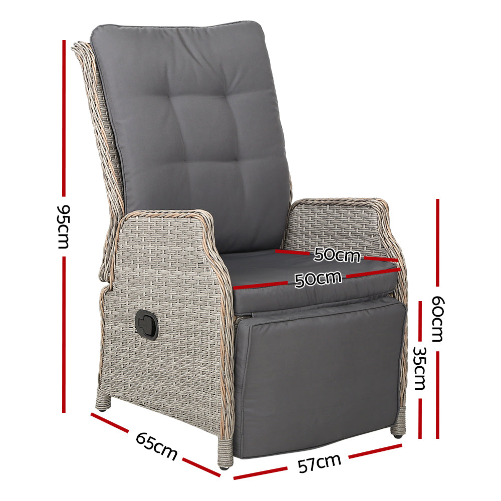 Sun lounge Setting Recliner Chair Outdoor Furniture Patio Wicker Sofa