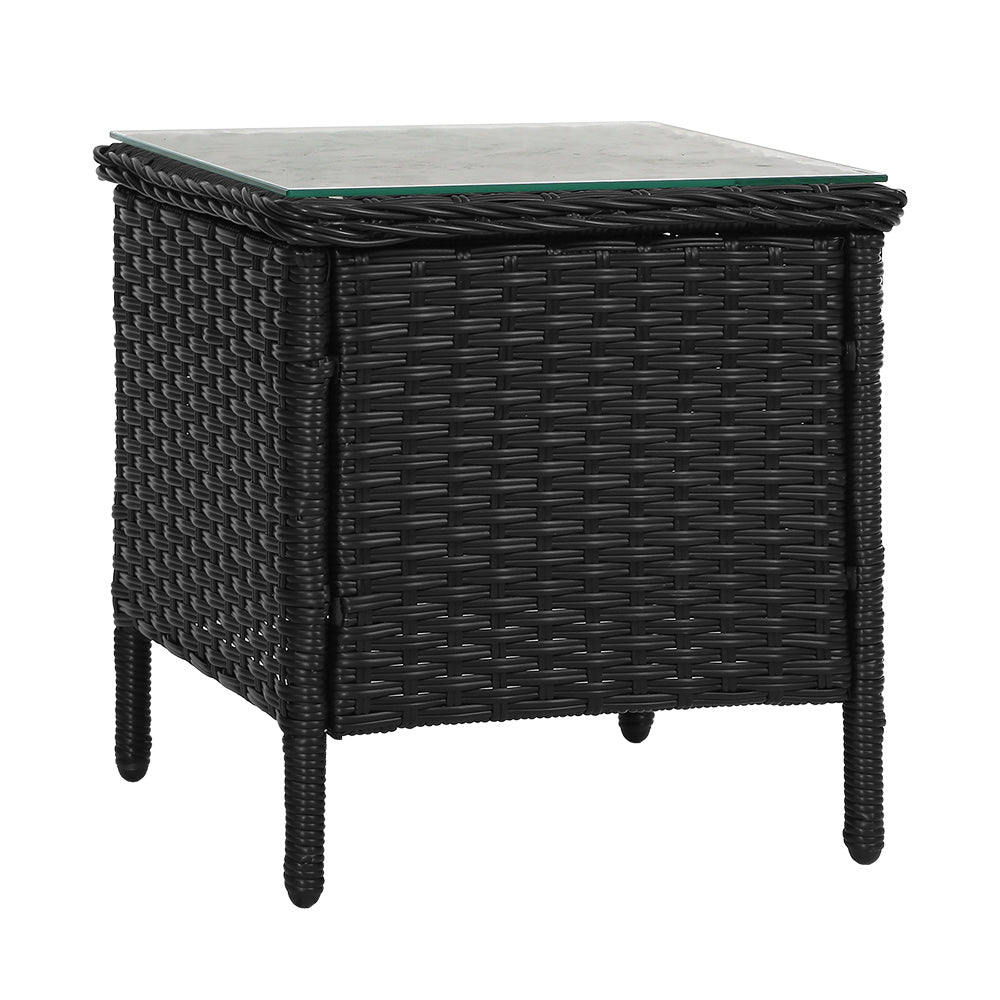 Side Table Coffee Patio Desk Outdoor Furniture Rattan Indoor Garden Black