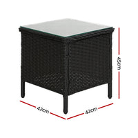 Side Table Coffee Patio Desk Outdoor Furniture Rattan Indoor Garden Black