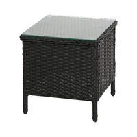 Side Table Coffee Patio Desk Outdoor Furniture Rattan Indoor Garden Black