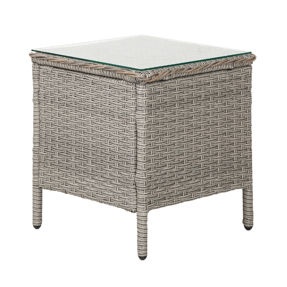 Side Table Coffee Patio Desk Outdoor Furniture Rattan Indoor Garden Grey