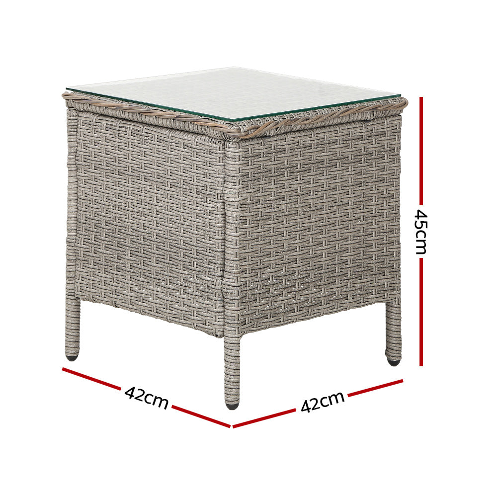 Side Table Coffee Patio Desk Outdoor Furniture Rattan Indoor Garden Grey