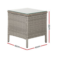 Side Table Coffee Patio Desk Outdoor Furniture Rattan Indoor Garden Grey