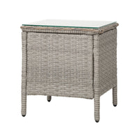 Side Table Coffee Patio Desk Outdoor Furniture Rattan Indoor Garden Grey