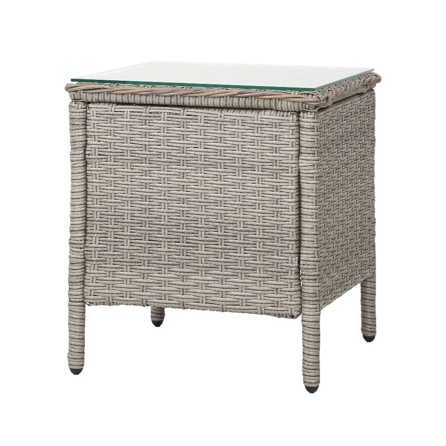 Side Table Coffee Patio Desk Outdoor Furniture Rattan Indoor Garden Grey