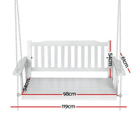 Porch Swing Chair with Chain Garden Bench Outdoor Furniture Wooden White