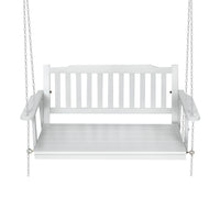 Porch Swing Chair with Chain Garden Bench Outdoor Furniture Wooden White