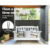 Porch Swing Chair with Chain Garden Bench Outdoor Furniture Wooden White