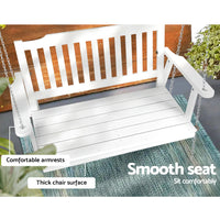 Porch Swing Chair with Chain Garden Bench Outdoor Furniture Wooden White