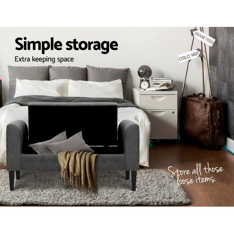 Fabric Storage Ottoman - Grey