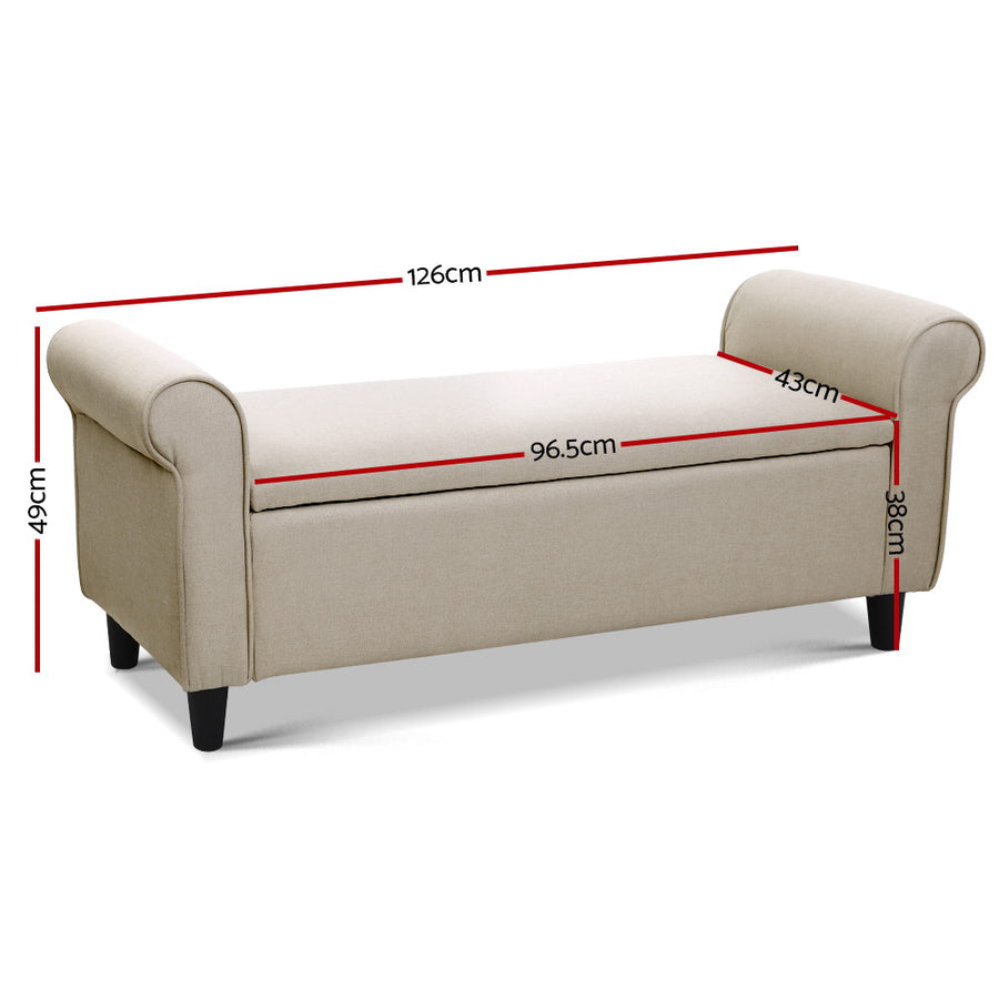 Storage Ottoman Fabric Bench - Large